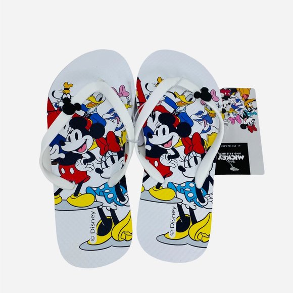 Mickey and Friends Flip Flops WHITE NWT - Picture 1 of 12